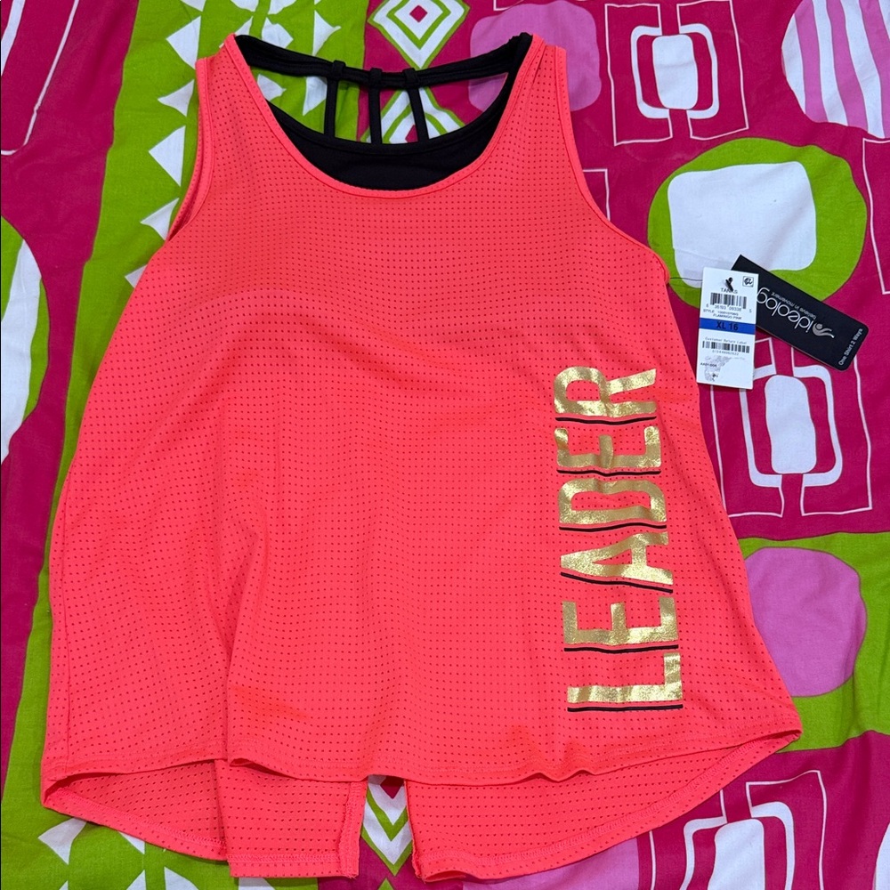 Ideology Women's Pink Tank Top with Gold Print